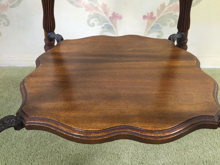 Stunning Vintage Two-Tier Table With Glass Ball And Metal Claw Feet [Photo 12]
