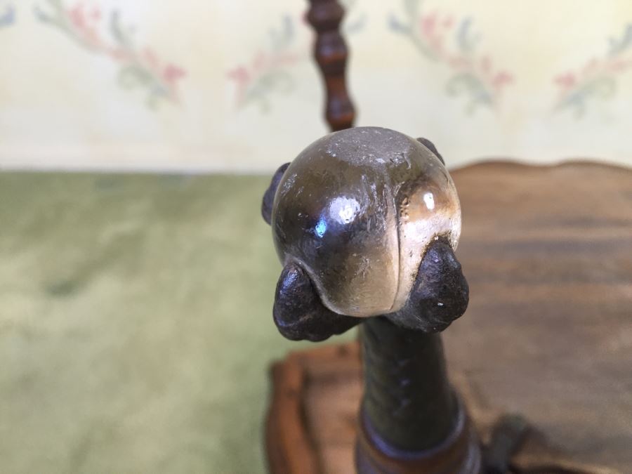 Stunning Vintage Two-Tier Table With Glass Ball And Metal Claw Feet [Photo 17]