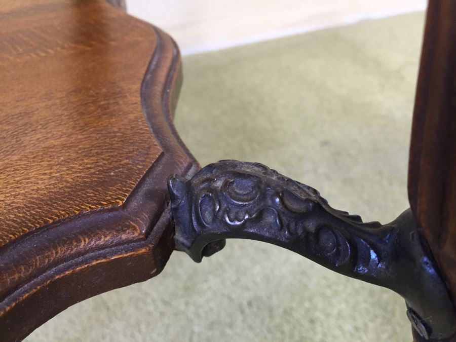 Stunning Vintage Two-Tier Table With Glass Ball And Metal Claw Feet [Photo 11]