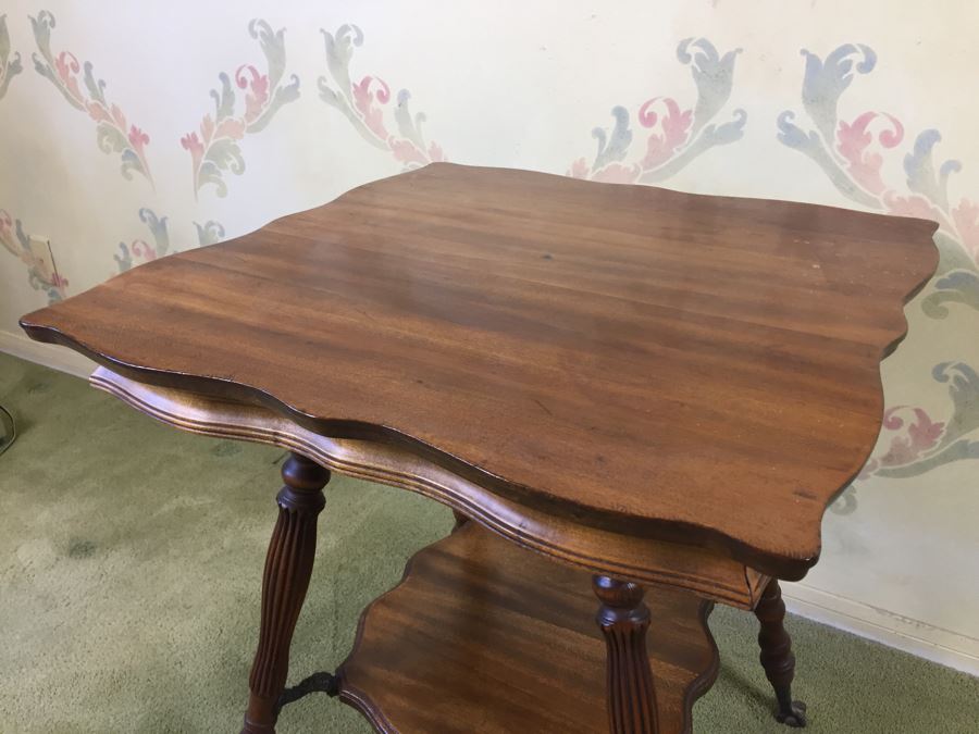 Stunning Vintage Two-Tier Table With Glass Ball And Metal Claw Feet [Photo 6]