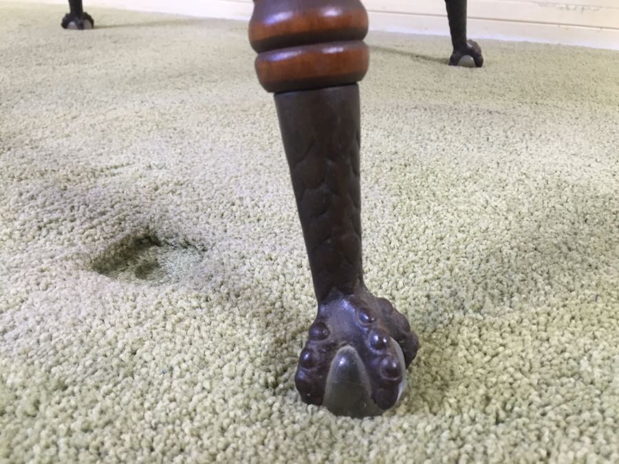 Stunning Vintage Two-Tier Table With Glass Ball And Metal Claw Feet [Photo 3]