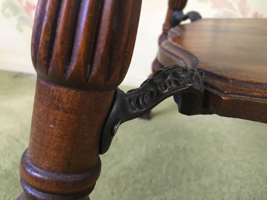 Stunning Vintage Two-Tier Table With Glass Ball And Metal Claw Feet [Photo 9]