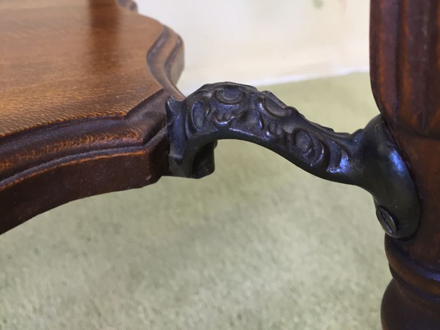 Stunning Vintage Two-Tier Table With Glass Ball And Metal Claw Feet [Photo 10]