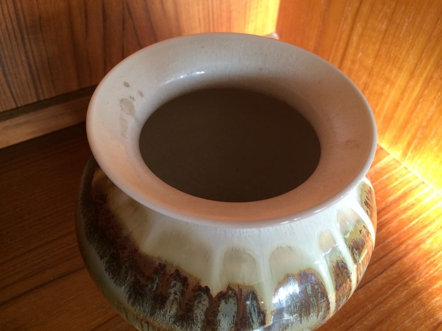 Brown and White Drip Glaze Pottery - 5 1/2' Tall [Photo 3]