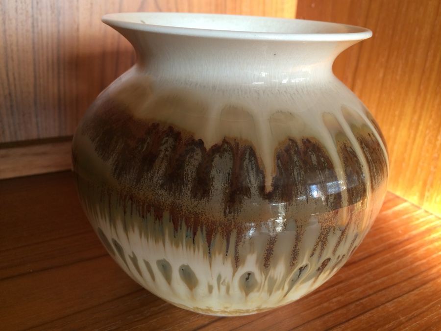 Brown and White Drip Glaze Pottery - 5 1/2' Tall [Photo 2]