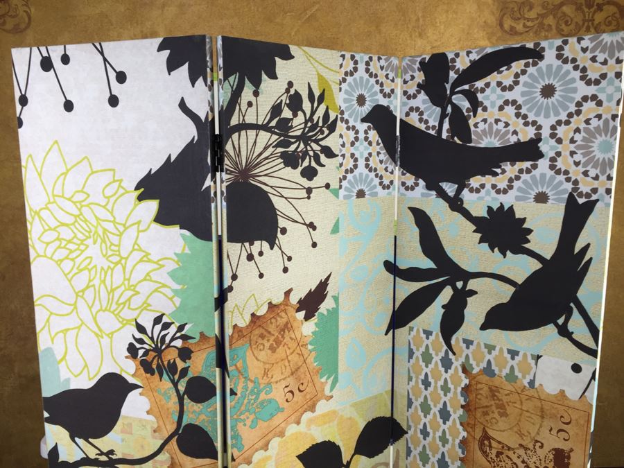 Modern 3-Panel Screen With Bird And Tree Motif [Photo 2]