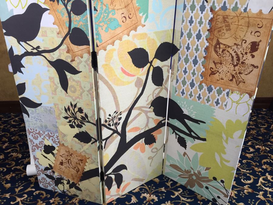 Modern 3-Panel Screen With Bird And Tree Motif [Photo 3]
