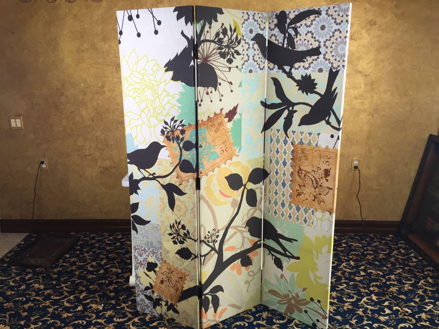 Modern 3-Panel Screen With Bird And Tree Motif [Photo 5]