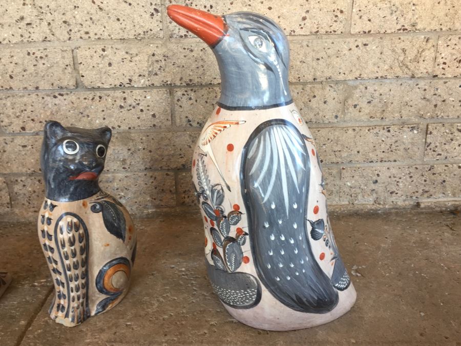 Mexican Pottery Lot With 2 Birds And Cat [Photo 21]