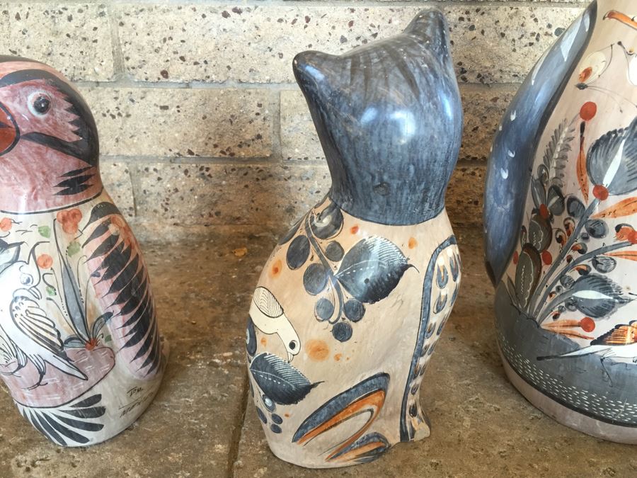 Mexican Pottery Lot With 2 Birds And Cat [Photo 13]