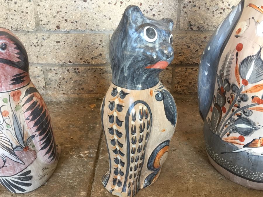 Mexican Pottery Lot With 2 Birds And Cat [Photo 16]