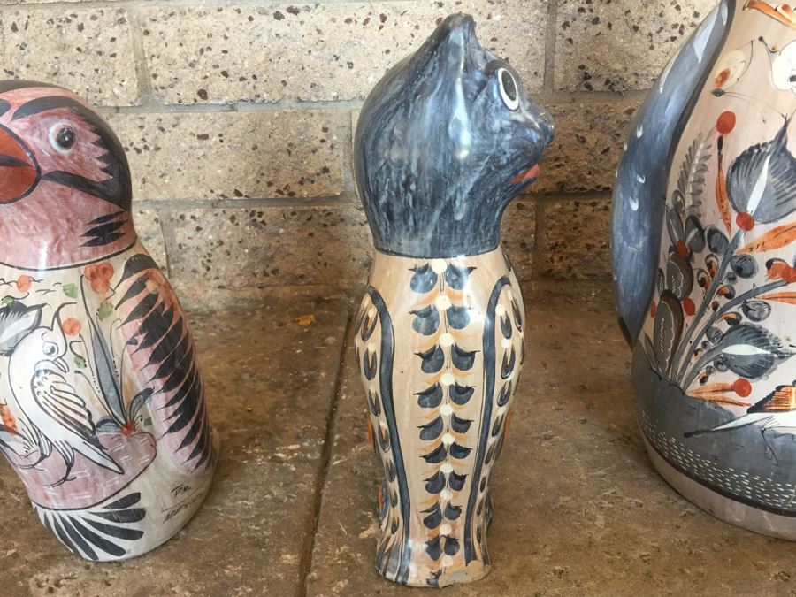 Mexican Pottery Lot With 2 Birds And Cat [Photo 15]