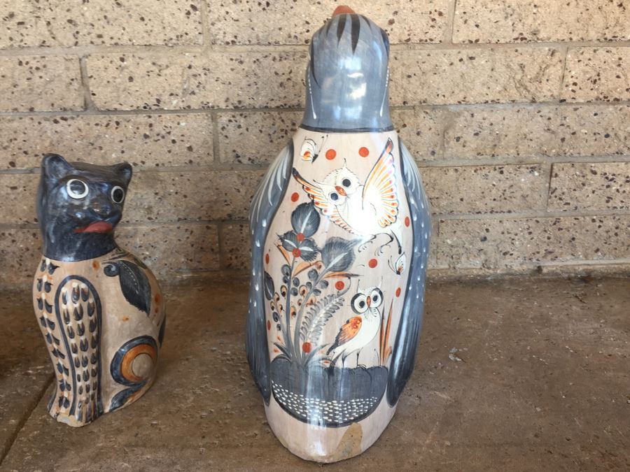 Mexican Pottery Lot With 2 Birds And Cat [Photo 22]