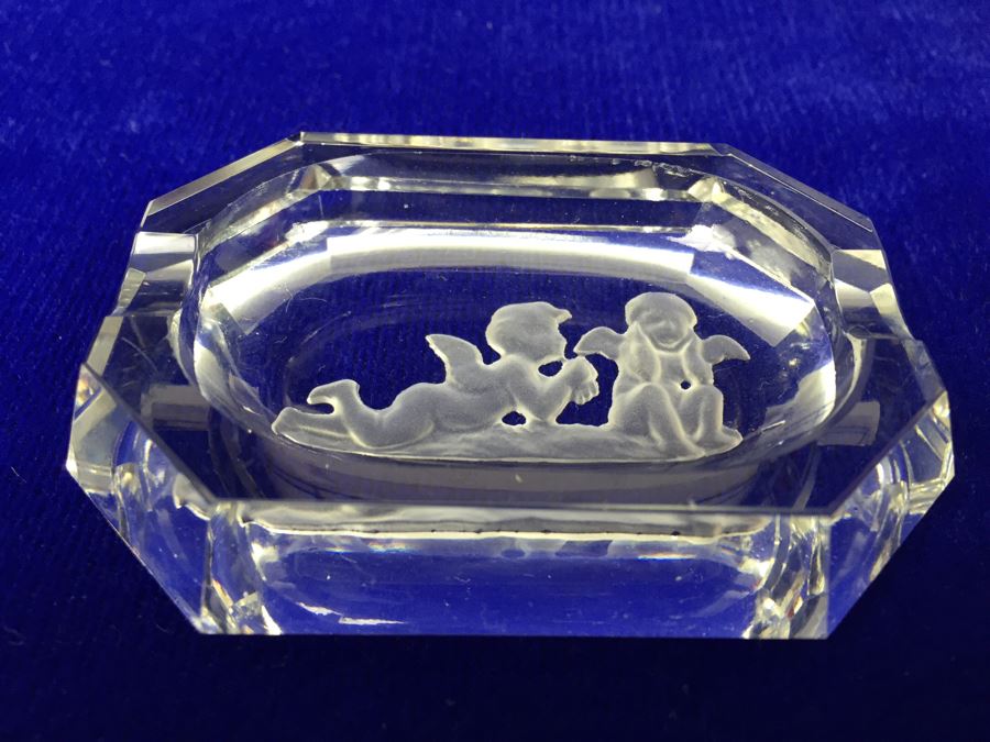 Pair Of Cut Glass Cherub Ashtrays [Photo 3]