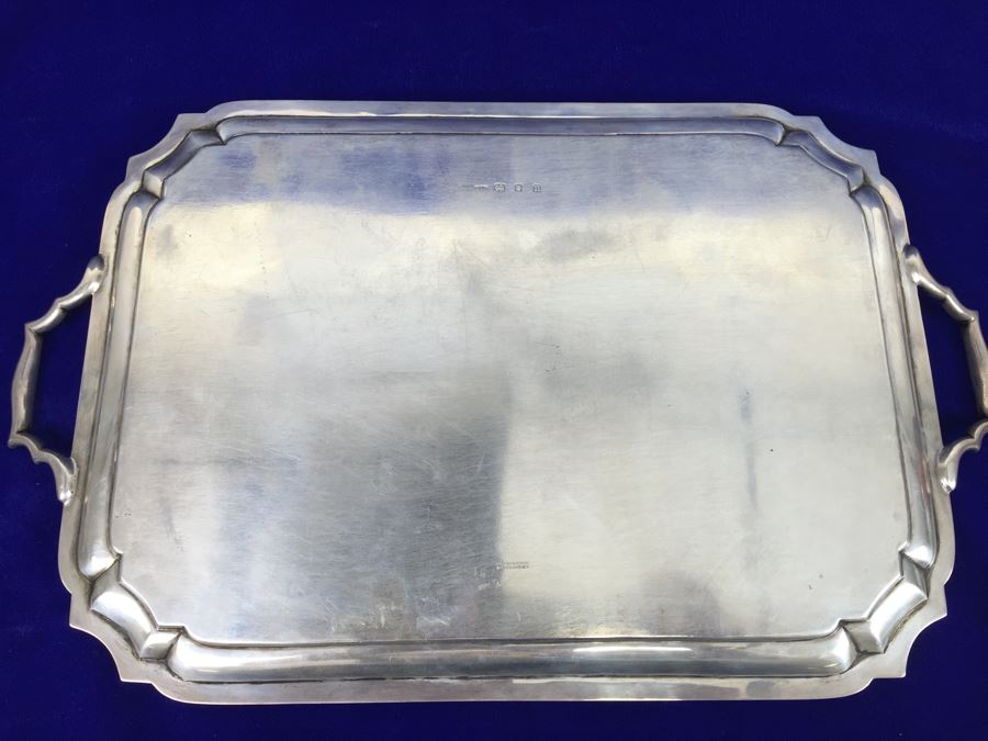 Vintage 1928 Lionel Alfred Crichton London England Silver Platter 1,112g = $615 Melt Value [Photo 11]