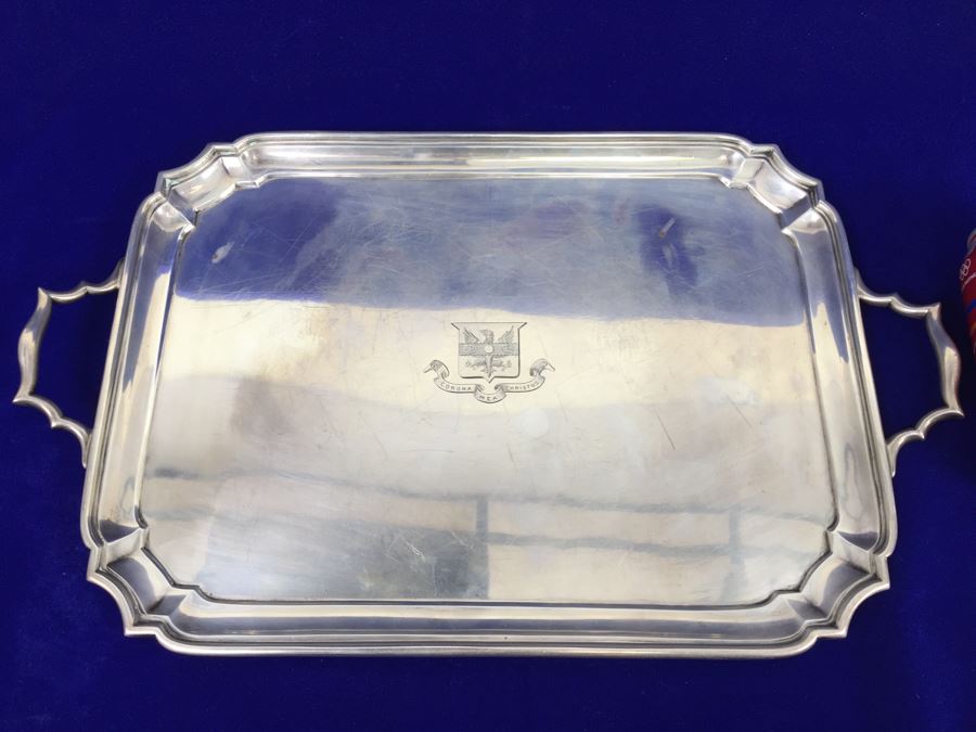 Vintage 1928 Lionel Alfred Crichton London England Silver Platter 1,112g = $615 Melt Value [Photo 4]