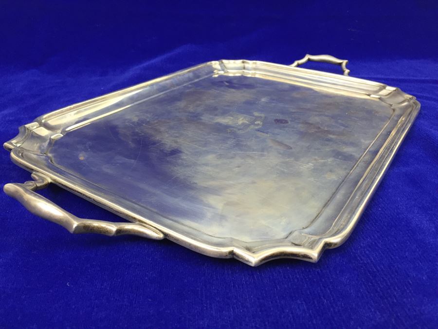 Vintage 1928 Lionel Alfred Crichton London England Silver Platter 1,112g = $615 Melt Value [Photo 7]