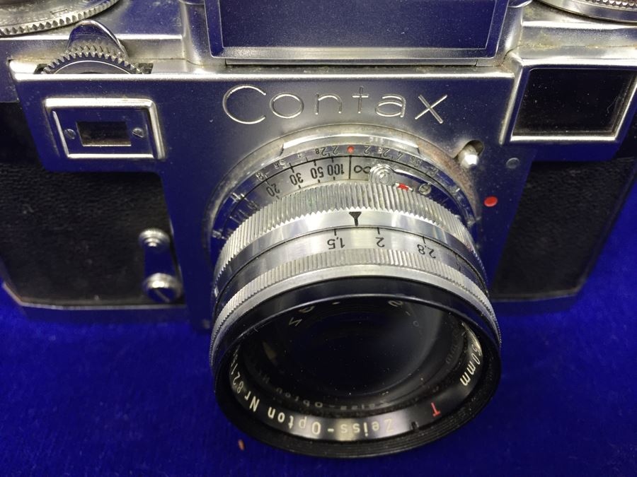 Vintage Contax Camera With Leather Case, Manual And Zeiss Sonnar 50mm Lens [Photo 5]