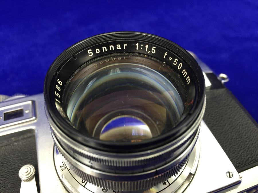 Vintage Contax Camera With Leather Case, Manual And Zeiss Sonnar 50mm Lens [Photo 7]