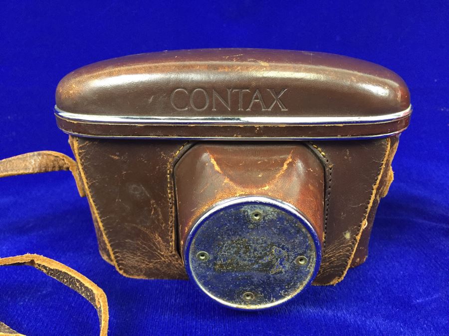 Vintage Contax Camera With Leather Case, Manual And Zeiss Sonnar 50mm Lens [Photo 2]