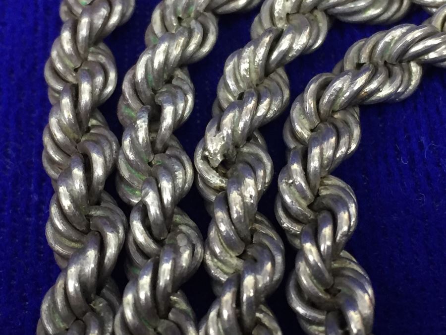 Chunky Sterling Silver Heavy Rope Chain 74g = $40 Melt Value [Photo 7]