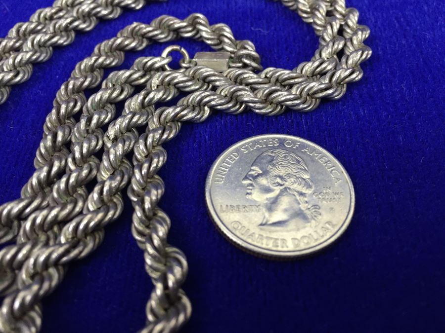 Chunky Sterling Silver Heavy Rope Chain 74g = $40 Melt Value [Photo 9]