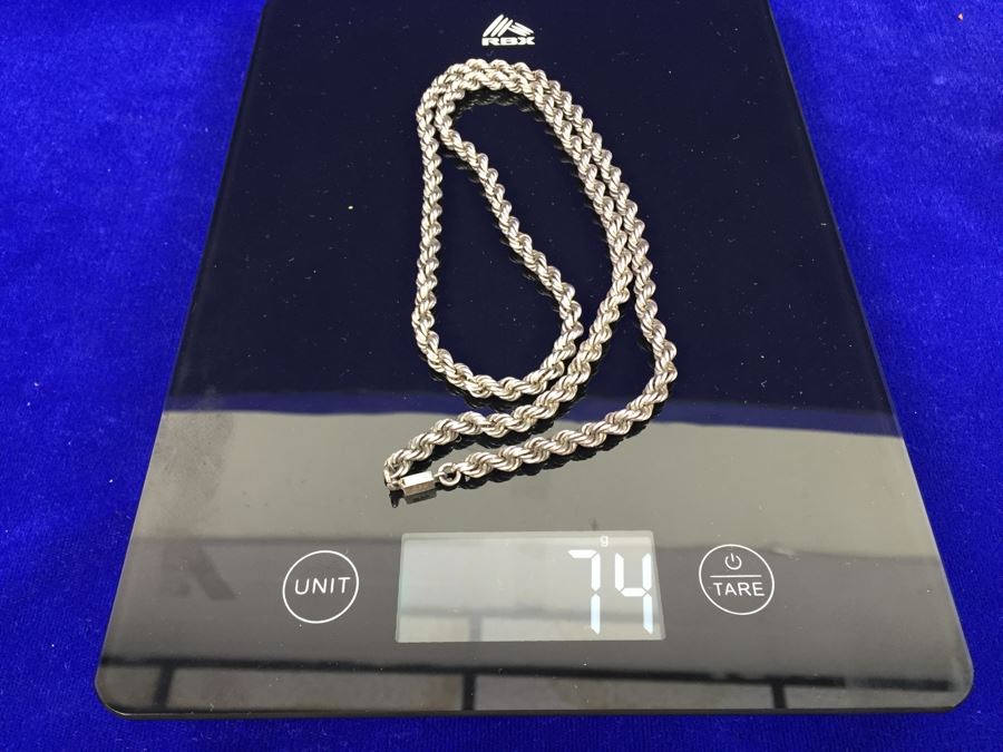 Chunky Sterling Silver Heavy Rope Chain 74g = $40 Melt Value [Photo 4]