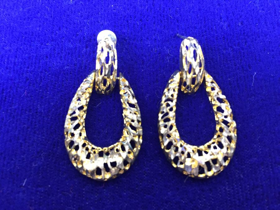 Sterling Silver Pierced Earrings With Gold Accents 7g