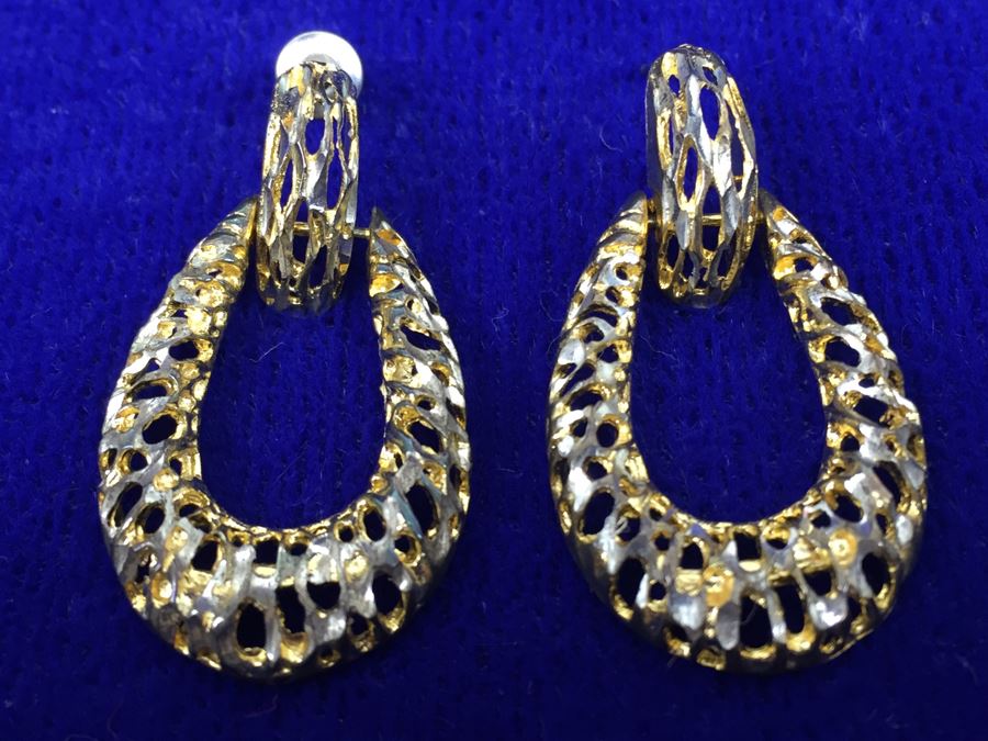 Sterling Silver Pierced Earrings With Gold Accents 7g [Photo 6]