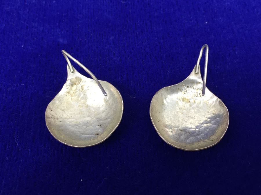 Sterling Silver Modernist Earrings Signed N. BRIGGS [Photo 2]