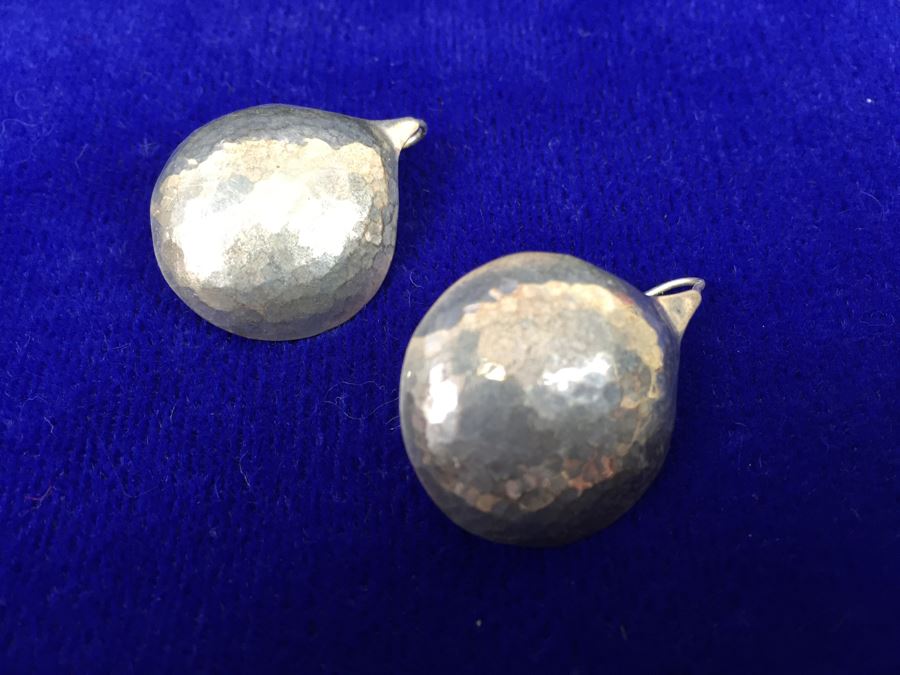 Sterling Silver Modernist Earrings Signed N. BRIGGS [Photo 1]