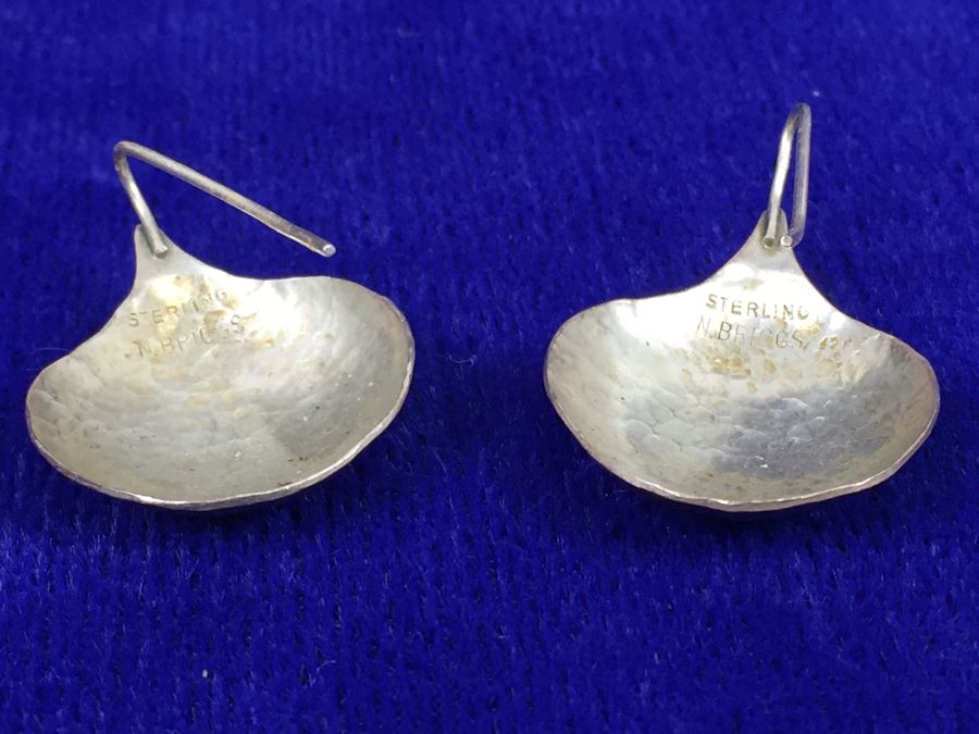 Sterling Silver Modernist Earrings Signed N. BRIGGS [Photo 8]