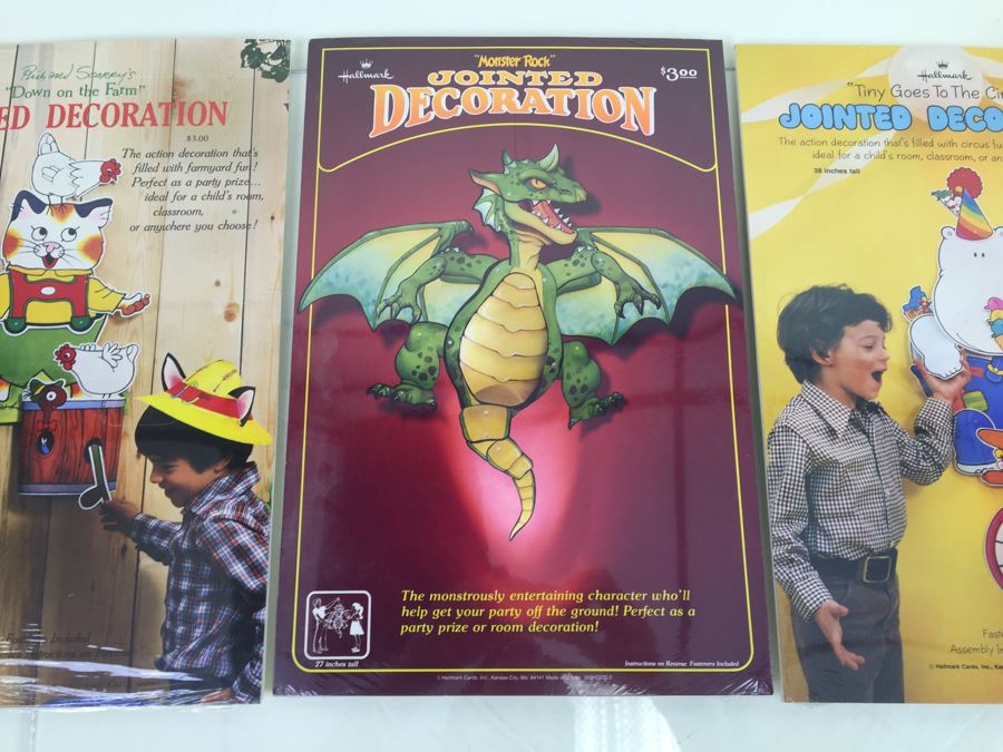 (3) Hallmark Jointed Decorations Dragon, Richard Scarry's Down On The Farm And Tiny Goes To The Circus New Old Stock [Photo 2]