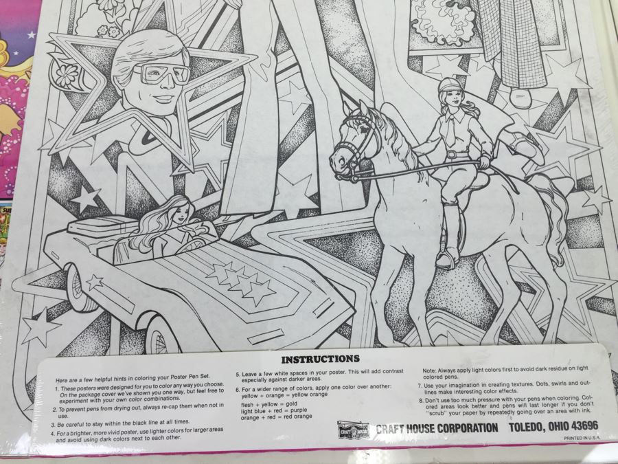 (2) SuperStar Barbie Mattel Poster Pen Set By Craft House Series No. 6000 New Old Stock Vintage 1978 [Photo 14]