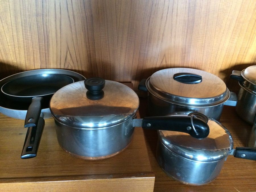 Revere Ware Copper Bottom Pots, Cousances France Pot with Lid, and Skillets Lot [Photo 4]