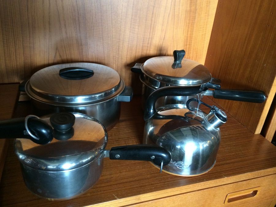 Revere Ware Copper Bottom Pots, Cousances France Pot with Lid, and Skillets Lot [Photo 1]