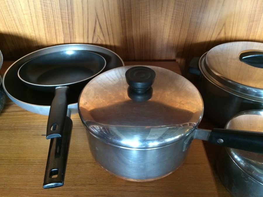 Revere Ware Copper Bottom Pots, Cousances France Pot with Lid, and Skillets Lot [Photo 6]