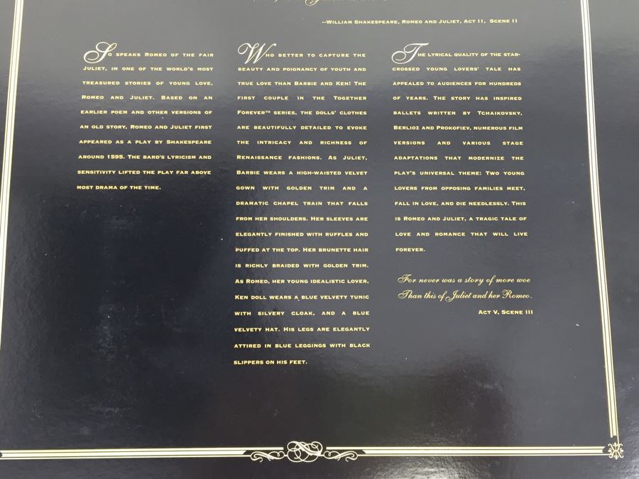 Limited Edition Ken & Barbie As Romeo & Juliet Mattel 19364 New In Box Vintage 1997 [Photo 11]