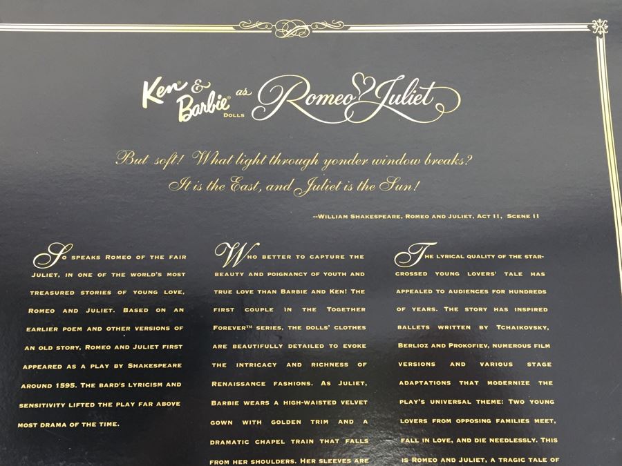 Limited Edition Ken & Barbie As Romeo & Juliet Mattel 19364 New In Box Vintage 1997 [Photo 10]