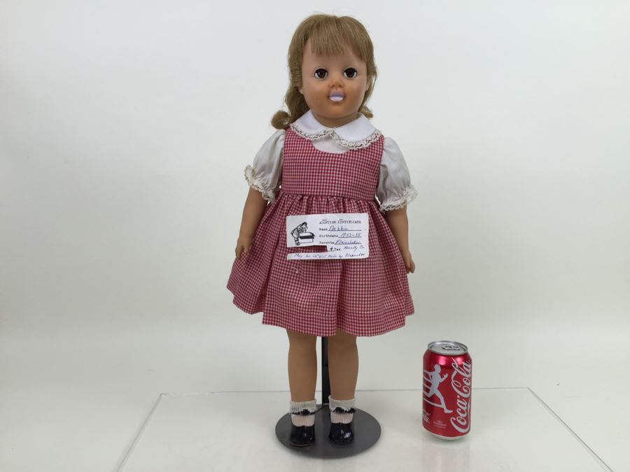 Vintage 22' Doll With Stand 1953-1956 May Be 22' Girl Made By Alexander (Fleischaker Novelty Co.)