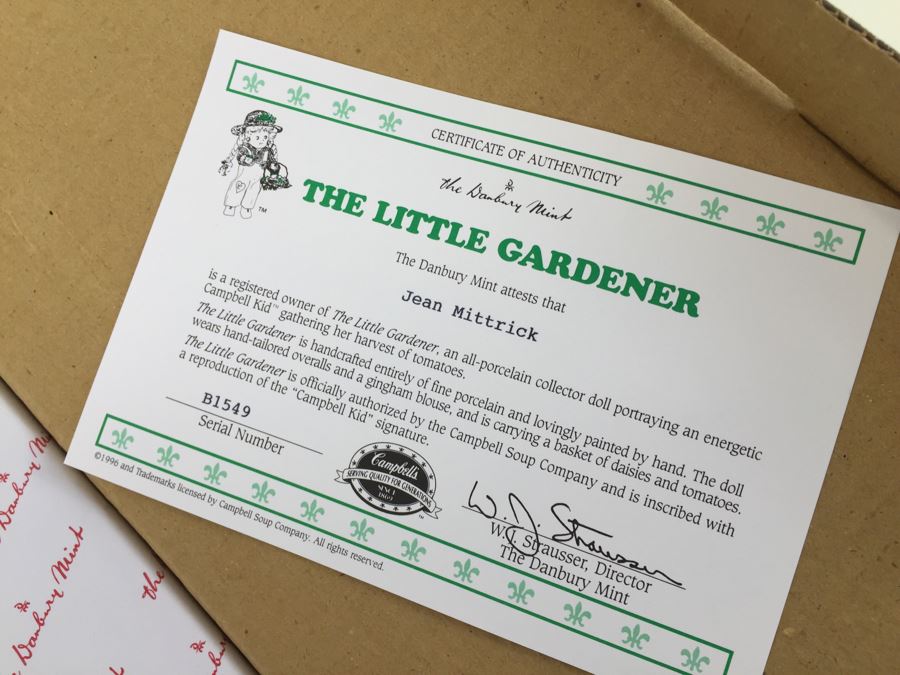 Campbell Kids 'The Little Gardener' Vintage 1996 Danbury Mint New In Box [Photo 6]