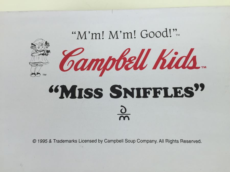 Campbell Kids 'Miss Sniffles' Vintage 1995 Danbury Mint New In Box [Photo 9]