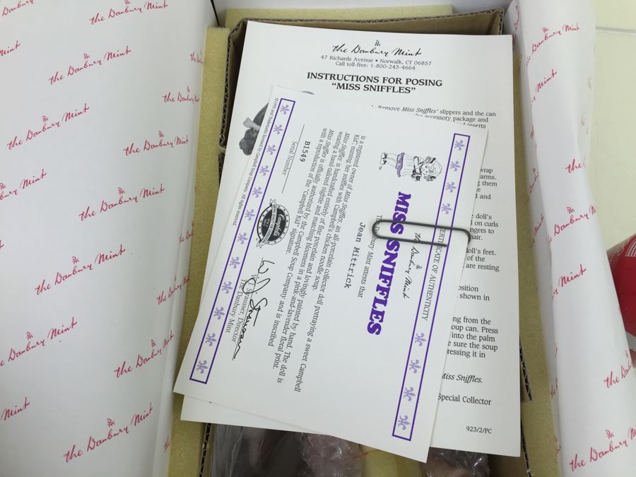 Campbell Kids 'Miss Sniffles' Vintage 1995 Danbury Mint New In Box [Photo 4]