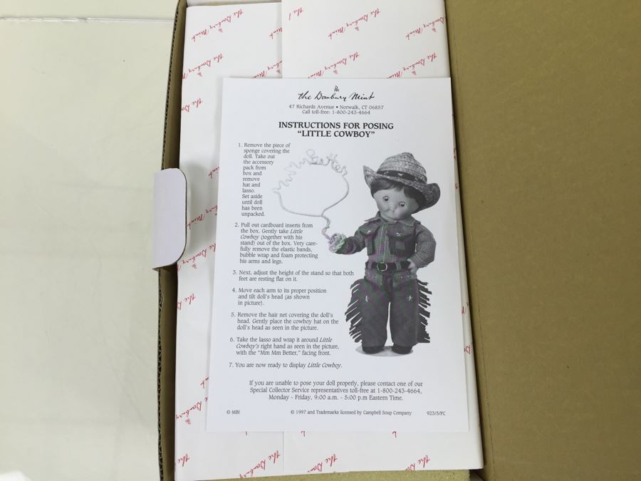 Campbell Kids 'Little Cowboy' Vintage 1997 Danbury Mint New In Box [Photo 6]