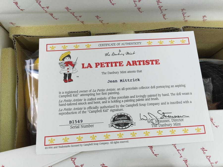 Campbell Kids 'La Petite Artiste' Vintage 1996 Danbury Mint New In Box [Photo 2]