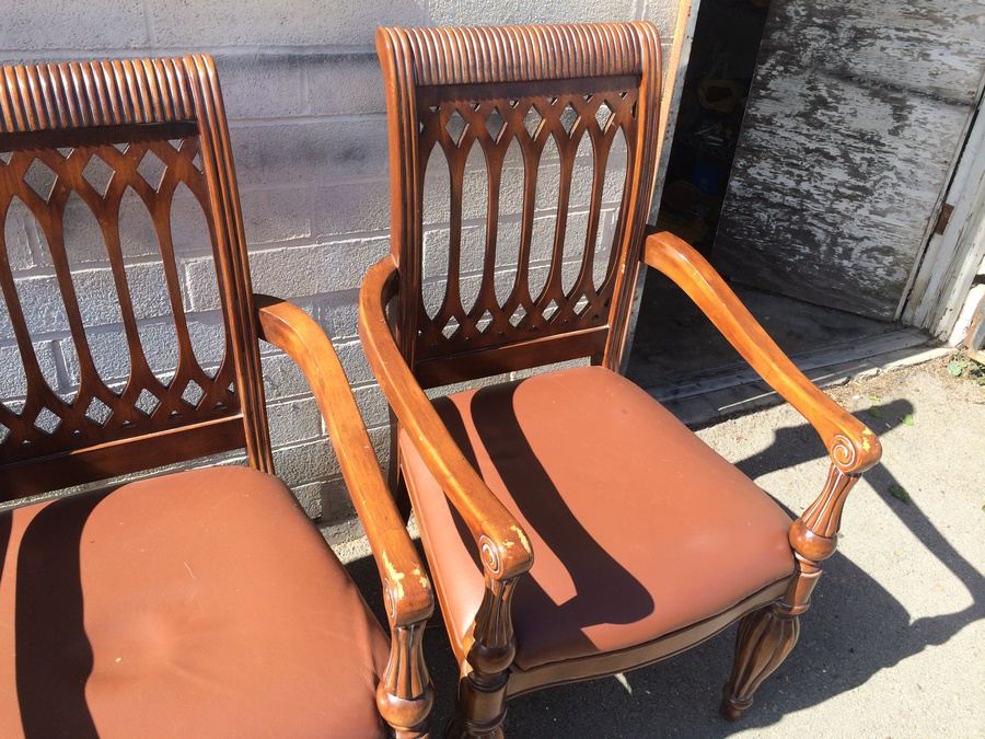 wooden arm chairs living room