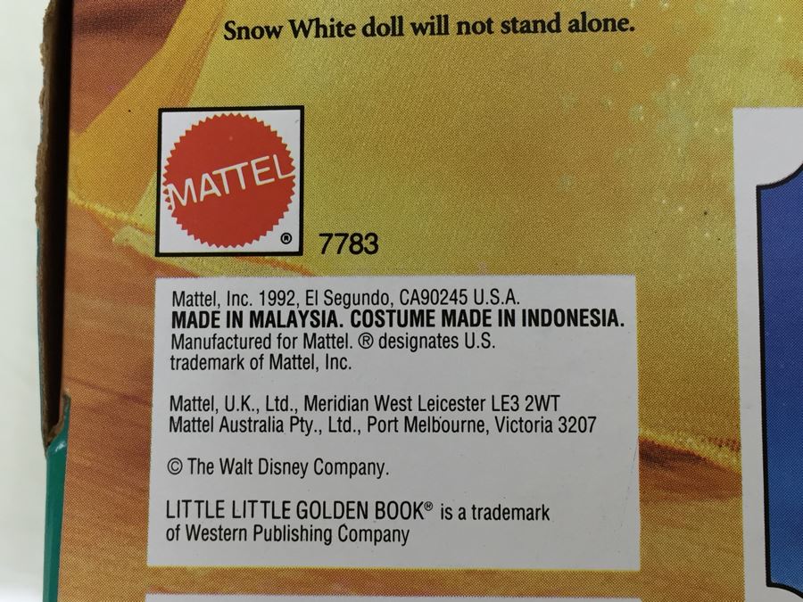 Walt Disney's Snow White And The Seven Dwarfs 'Snow White' Doll Mattel 7783 New In Box Vintage 1992 [Photo 10]