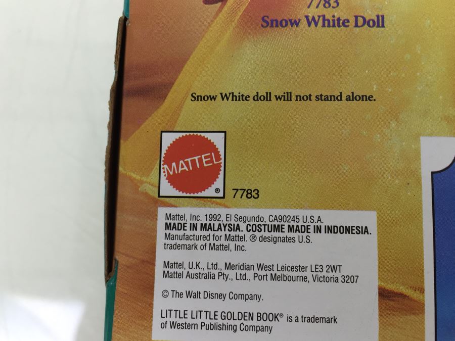 Walt Disney's Snow White And The Seven Dwarfs 'Snow White' Doll Mattel 7783 New In Box Vintage 1992 [Photo 9]