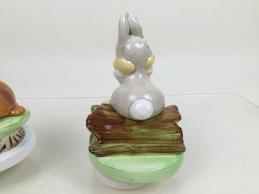 Pair Of Walt Disney Company Music Boxes 'Bambi' And 'Thumper' Schmid Musical Collectibles [Photo 11]