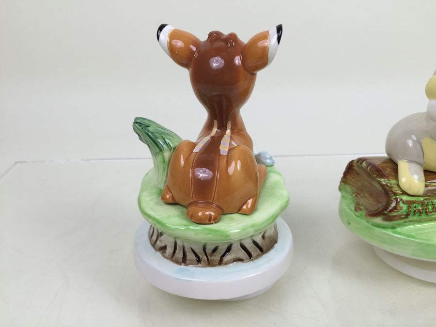 Pair Of Walt Disney Company Music Boxes 'Bambi' And 'Thumper' Schmid Musical Collectibles [Photo 6]